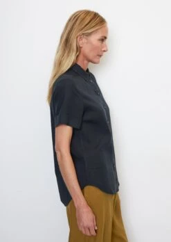 Marc O'Polo Short Sleeve Linen Blouse In An Exciting Mix Of Materials -Marc O'Polo Verkäufe 00567d8f5da0d921fac26801f57e0121