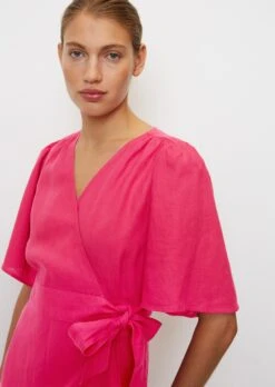 Marc O'Polo Short Linen Wrap Dress With Flounce Sleeves -Marc O'Polo Verkäufe 12595590d15704728e184f3160538be9
