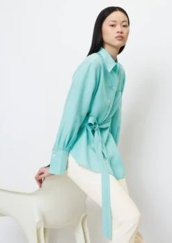 Marc O'Polo Oversized Linen Blouse With A Fixed Waist Belt
