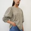 Marc O'Polo Printed Blouse Top With Voluminous Sleeves Made Of Lightweight Cotton Voile