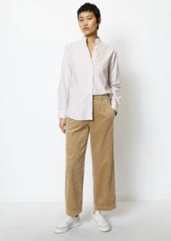 Marc O'Polo Striped Stand-up Collar Blouse Regular Made From Oxford Fabric