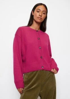 Marc O'Polo Round Neck Cardigan Loose Made From Soft Virgin Wool Mix