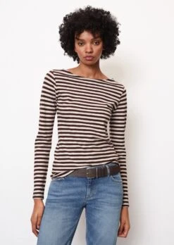 Marc O'Polo Striped Long Sleeve Top, Regular Fit In Organic Cotton Slub Jersey