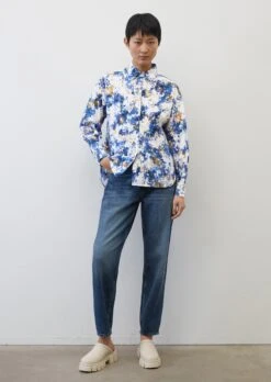 Marc O'Polo Blouse With An All-over Print Made Of Paper Touch Poplin -Marc O'Polo Verkäufe 371edcf67dda52eed4732dc9251de9b8