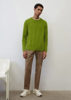 Marc O'Polo Round-neck Jumper In A Regular Fit Slub Look With A Ribbed Texture