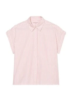 Marc O'Polo Striped Short Sleeve Blouse In Solid Paper Touch Cotton Fabric -Marc O'Polo Verkäufe 3ffe5ce703e0d1731b9d744f31c642ca