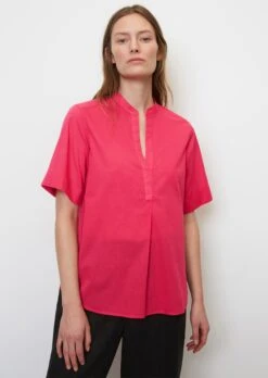 Marc O'Polo Short Sleeve Tunic Blouse Made Of Crisp Cotton Voile