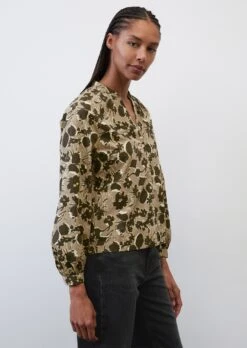 Marc O'Polo Blouse With All-over Print Made Of Paper Touch Poplin -Marc O'Polo Verkäufe 469ffad67e88a7a4985d009aa0e4db1d