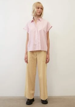 Marc O'Polo Striped Short Sleeve Blouse In Solid Paper Touch Cotton Fabric -Marc O'Polo Verkäufe 6af4e087857e820a4408b4c05ea90fb4