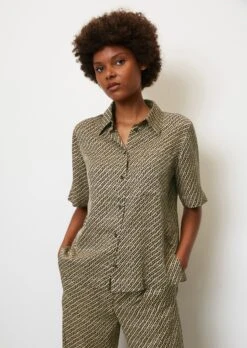 Marc O'Polo Flowing Printed Short-sleeved Blouse Made From Viscose Twill