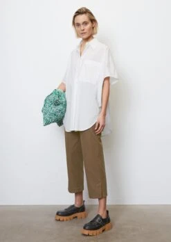 Marc O'Polo Wide Blouse In The Style Of A Cape In Paper Touch Poplin