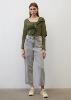 Marc O'Polo Heavy Slub Jersey Long Sleeve Top In A Loose Fit Made Of Organic Cotton