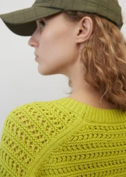 Marc O'Polo Crewneck Jumper With Openwork Pattern, Cropped Made From Pure New Wool -Marc O'Polo Verkäufe 703ace5d0e56a4a15391a124e4c8c4c3