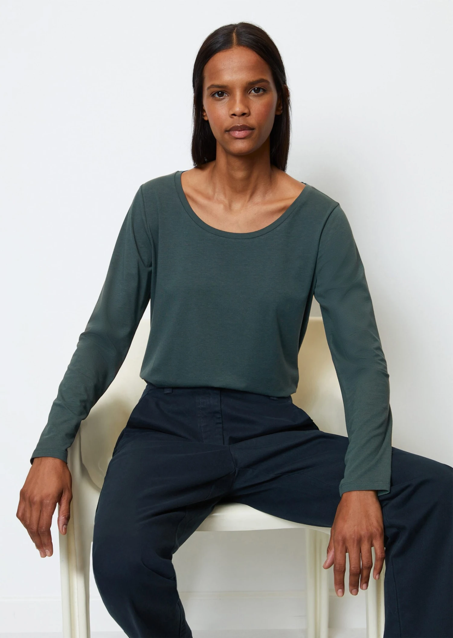 Marc O'Polo Long Sleeve Top, Regular Fit Made From TENCEL™ Modal-cotton Mix 3 Marc O'Polo Long Sleeve Top, Regular Fit Made From TENCEL™ Modal-cotton Mix