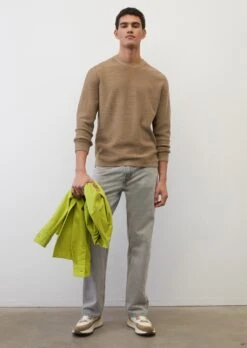 Marc O'Polo Ribbed, Round Neck Jumper, Regular Fit Made Of Organic Cotton And Linen