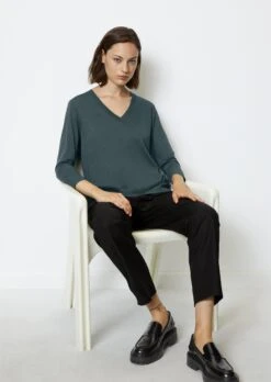 Marc O'Polo Luxury V-Neck T-Shirt Loose Made From Tencel™ Lyocell Cotton Mix