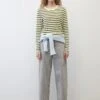Marc O'Polo Striped Medium-weight Slub Jersey Long Sleeve Top, Regular Fit Made Of Organic Cotton