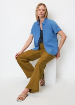 Marc O'Polo Short Sleeve Blouse In A Mix Of Materials