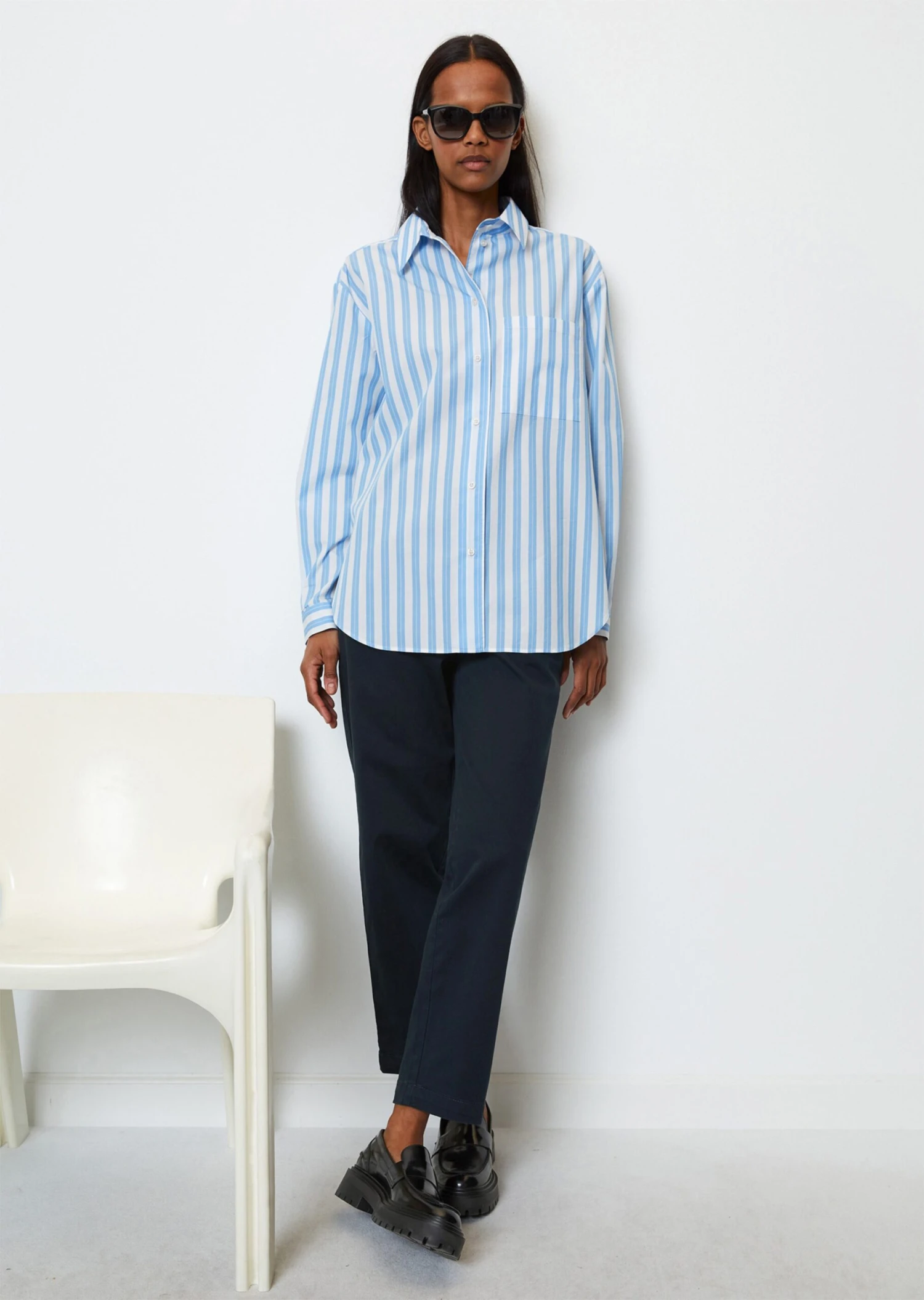 Marc O'Polo Striped Boyfriend Blouse Made Of Pure Organic Cotton 3 Marc O'Polo Striped Boyfriend Blouse Made Of Pure Organic Cotton