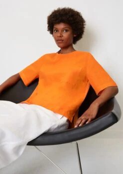 Marc O'Polo Linen Blouse Top Back Made Of Cotton Voile