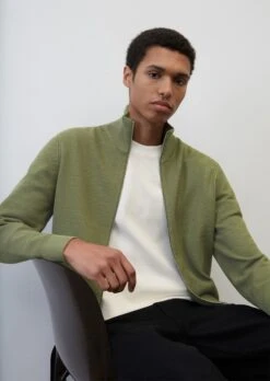 Marc O'Polo Zip Cardigan Regular Slub Look With A Ribbed Texture