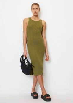 Marc O'Polo Sleeveless Fine Rib Knitted Dress Made Of Blended Viscose