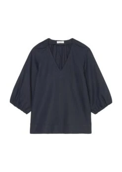 Marc O'Polo V-neck Blouse With Gathered Details In A Mix Of Materials -Marc O'Polo Verkäufe 94305a1cf922e3795c5d18cca269eede
