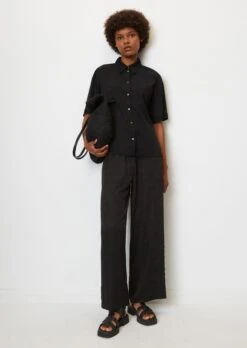 Marc O'Polo Flowing Short-sleeved Blouse Made From Viscose Twill