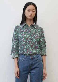 Marc O'Polo Flared Blouse With Allover Print Made Of Paper Touch Poplin -Marc O'Polo Verkäufe a2ddb4e7d4d5ab5919eb73fabc11beef