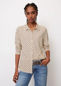 Marc O'Polo Jersey Blouse With An All-over Print In A Regular Fit From LENZING™ ECOVERO™