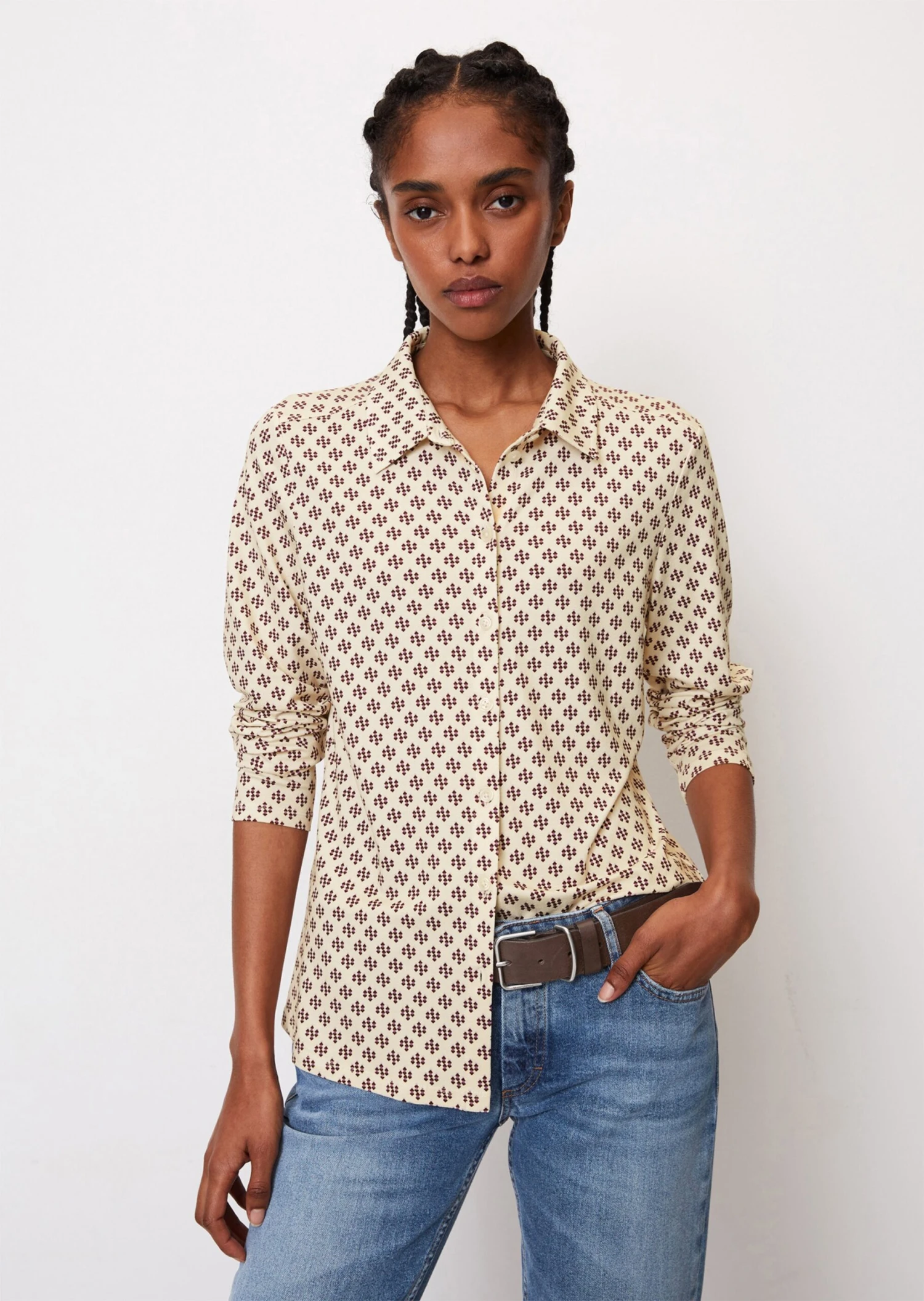 Marc O'Polo Jersey Blouse With An All-over Print In A Regular Fit From LENZING™ ECOVERO™ 3 Marc O'Polo Jersey Blouse With An All-over Print In A Regular Fit From LENZING™ ECOVERO™
