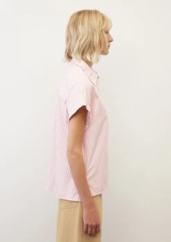 Marc O'Polo Striped Short Sleeve Blouse In Solid Paper Touch Cotton Fabric -Marc O'Polo Verkäufe b6e15aa7897a1cb646222fdb6693aa6e