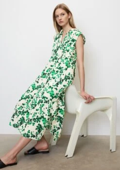 Marc O'Polo Sleeveless Midi Dress With A Flounce Hem Made Of Light Poplin Quality