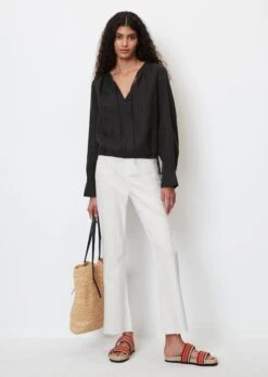 Marc O'Polo Linen Boho Blouse In A Regular Fit With Drawstring At The Hem