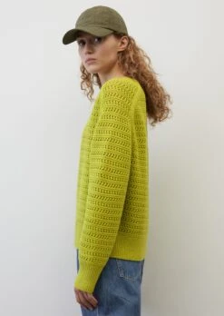 Marc O'Polo Crewneck Jumper With Openwork Pattern, Cropped Made From Pure New Wool -Marc O'Polo Verkäufe c47d03dd2932ad6ea4157ed3669093a4