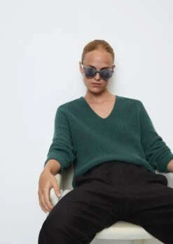 Marc O'Polo V-neck Knit Jumper Relaxed Made From Heavy Cotton Yarn