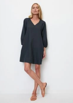 Marc O'Polo Short V-neck Linen Dress In An A-line Design