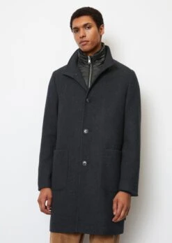 Marc O'Polo Stand-up Collar Wool Coat Regular With Lined Windshield