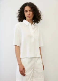 Marc O'Polo Loose Blouse In The Style Of A Polo Shirt Made From Lightweight Blended Viscose