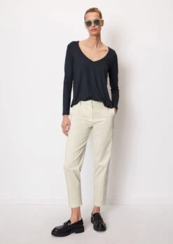 Marc O'Polo V-neck Long Sleeve Top In A Loose Fit From LENZING™ ECOVERO™
